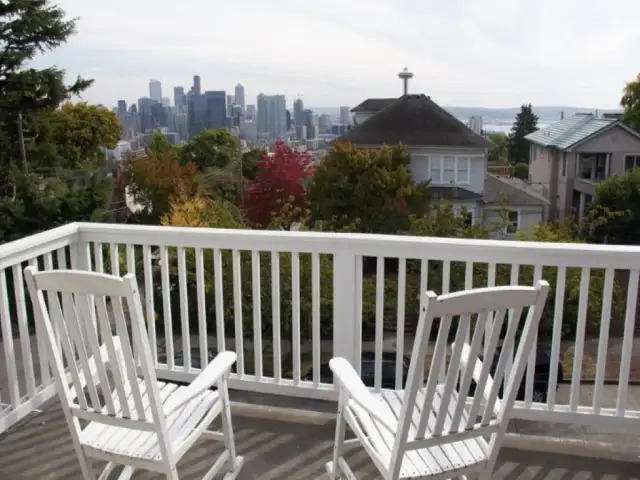 Beautiful porch with a bright white railing