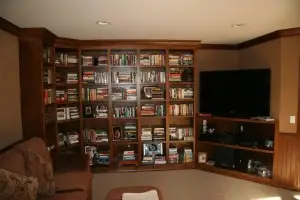 photo of a custom office bookshelf